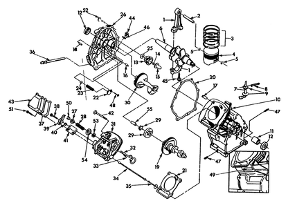 Engine Long Block Diagram and Parts List for 9861-0-1N167  Briggs and Stratton Generator
